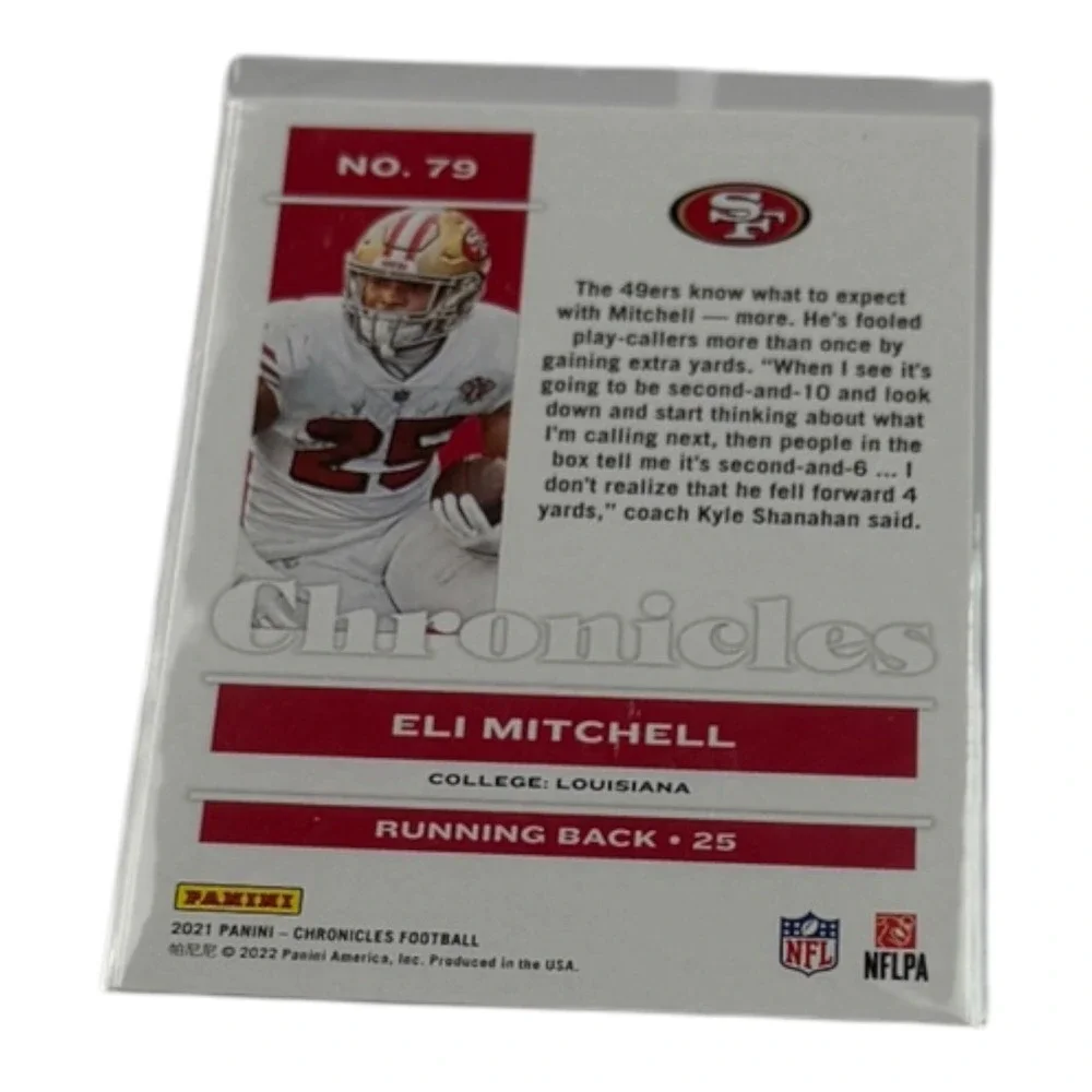 2021 Panini Chronicles Eli Mitchell RC Rookie Card 79 San Francisco 49ers RB